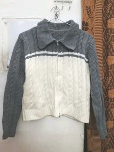 Vintage Cable Knit Zip Up Sweater