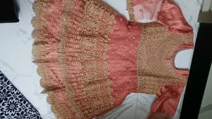 Pink Golden Work Jacket Sharara Set