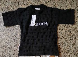 Duck Cloth Black Textured T-Shirt