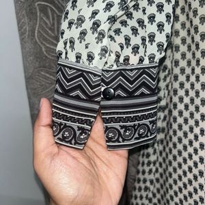 Patterned Black &amp; White Dress