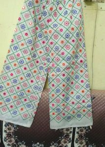 White miltipu Mirror l Embroidery Plazo Pant