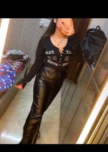 Regular Fit Black Leather Pants ✨🖤