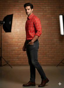 Red Plaid Men&#39;s Shirt