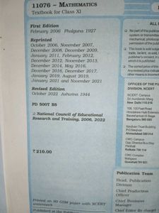Class XI Mathematics Textbook