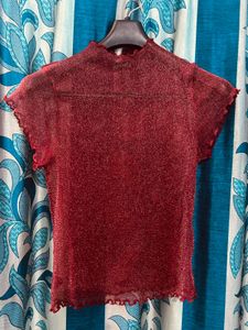 Hot Chick Red Mesh Sparkle Top❤️✨⭐️
