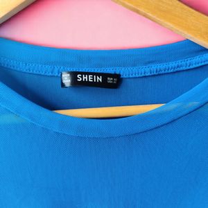 SHEIN blue Mesh Top