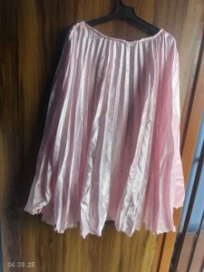 Pink Pleated Midi Skirt