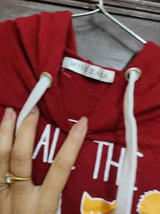 Cute Cat Print Hoodie Crop Top