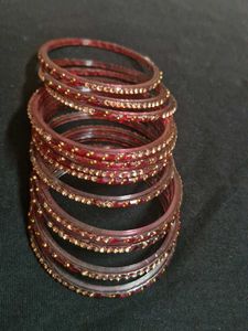 Red & Gold Sparkle Bangle Set