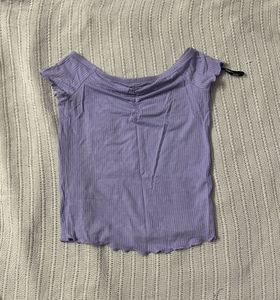 Lavender Ribbed Off-Shoulder Top