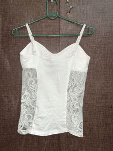 y2k White Lace Trim Cami Top