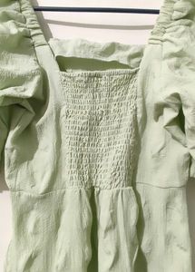 Mint Green Puff Sleeve Dress