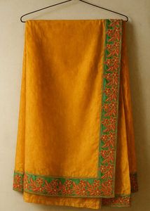 Elegant Yellow Saree with Floral Border(New)