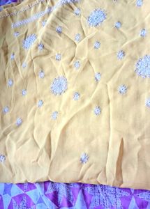 Yellow  🥻 Saree With Embroidery  Work.