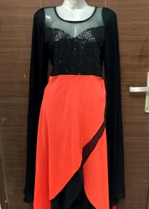 Designer Label Black And Red Sequin Gown