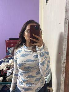 Cloud Print Long Sleeve Top