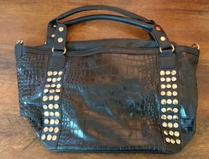 Black Studded Crocodile Tote Bag
