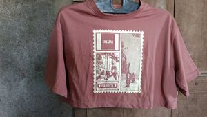 Printed extended sleeves Crop boxy Tshirt