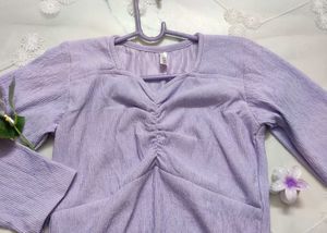 Lavender Ruched Long Sleeve Top
