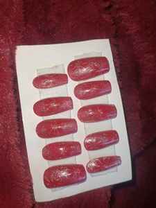 Red Flower Cat-Eye Press-On Nails