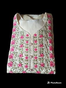 Beautiful Chiffon 2 Piece Set With Embroidery Work 3/4 Sleeves M Size