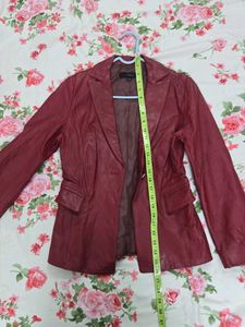 maroon Leather Blazer - bust 32