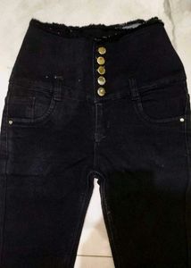 Combo Of Sleeveless T- Shirt &amp; High Waist Jeans