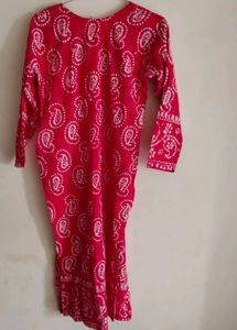 Red Paisley Print Kurta
