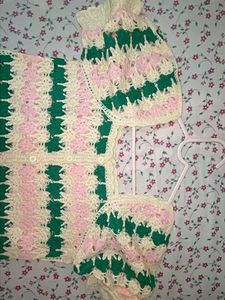 Cute Square Neck Colour Block Crochet Cardigan 🩷