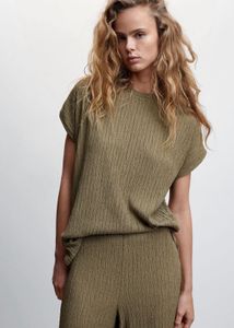 Mango Olive Green Ribbed Knit Set - Relaxed Fit