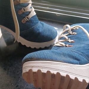 High Heels Denim Shoes - Size 38