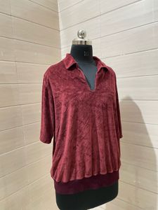 Maroon Velvet Top