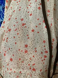 Vintage Peach Floral Korean Dress