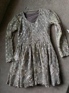 Embroidered Silver Dress
