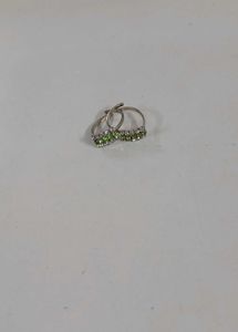 Pure Silver Green Stone Toe Ring