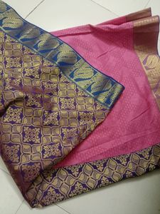 Pink And Blue Pattern Saree For Women&#39;s