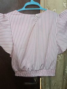 Striped Crop Top &amp; Wide Leg Pants Set