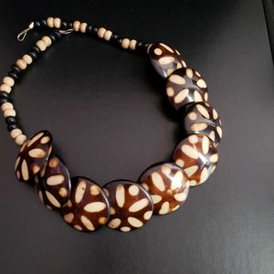 Unique Wood look Bead Necklace