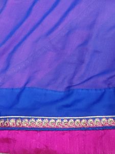 Pink White Royal Blue Festive Wear Saree