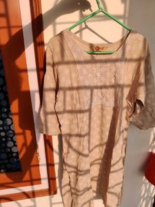 Beige Simple Kurta