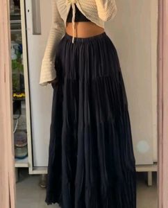 Pinteresty Black Long Tiered Skirt