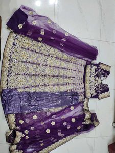 Purple Lehnga Choli Saree With Stiched Blouse