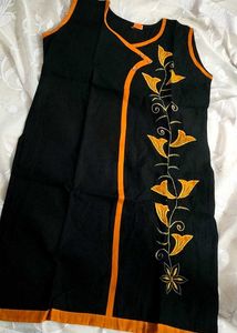 Black 🖤 Embroidery Kurta Knee Length