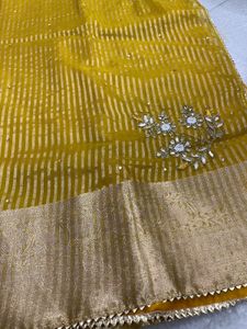 Elegant Olive Green &amp; Gold Saree