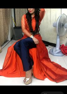 Very Stylish Indian Style Dres Orange An Navy Blue