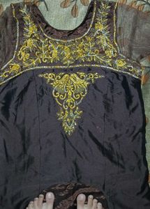 Embroidered Brown Ethnic Gown