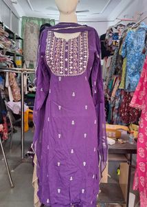 Purple Embroidered Kurta Set