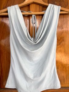 Newme Powder Blue Backless Top