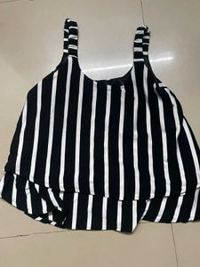 Striped Sleeveless Layered Tank Top