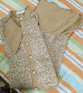 Elegant Tan Midi Shirt Dress10/10